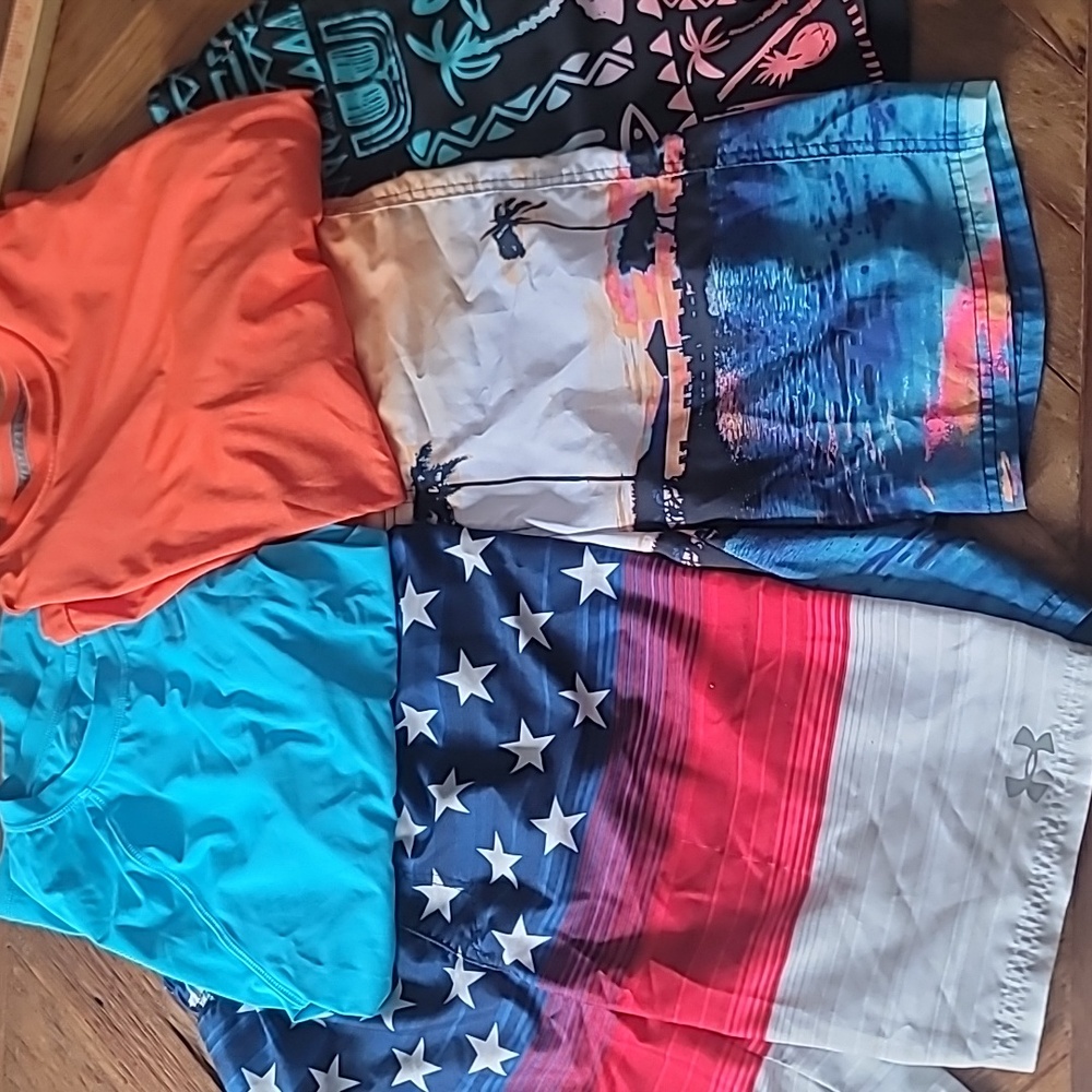 Kids Swim Trunks - Red, Blue, Black